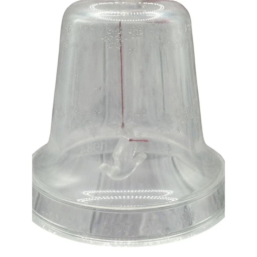 Vintage Clear Acrylic Christmas Bell Ornament Etch Snowflake Frosted Dove Peace